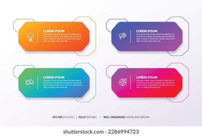 Infographics design vector and marketing icons can be used for workflow layout, diagram, annual report, web design. Business concept with 4 options, steps or processes.
