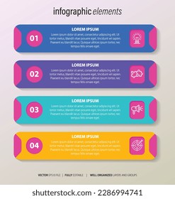 Infographics design vector and marketing icons can be used for workflow layout, diagram, annual report, web design. Business concept with 4 options, steps or processes.
