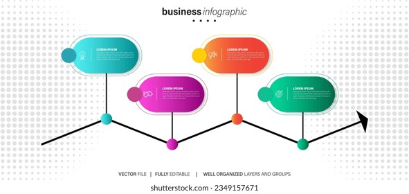 Infographics design vector and marketing icons can be used for workflow layout, diagram, annual report, web design. Business concept with 4 options, steps or processes.
