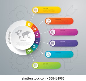 Infographics design vector and marketing icons can be used for workflow layout, diagram, annual report, web design. Business concept with 6 options, steps or processes.