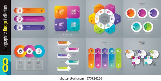 Infographics design vector and marketing icons can be used for workflow layout, diagram, annual report, web design. Business concept with 3, 4, 5, 6 options, steps or processes.