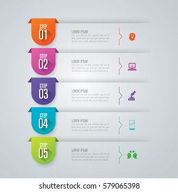 infographics design vector and marketing icons can be used for workflow layout, diagram, annual report, web design. Business concept with 5 options, steps or processes.