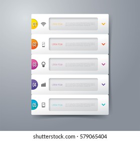 Infographics design vector and marketing icons can be used for workflow layout, diagram, annual report, web design. Business concept with 5 options, steps or processes.