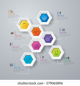 Infographics design vector and marketing icons can be used for workflow layout, diagram, annual report, web design. Business concept with 7 options, steps or processes.