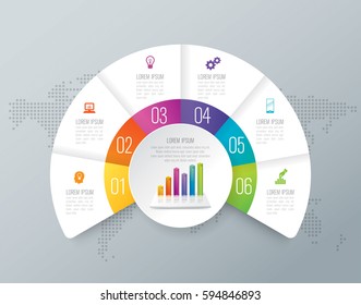 Infographics design vector and marketing icons can be used for workflow layout, diagram, annual report, web design. Business concept with 6 options, steps or processes.