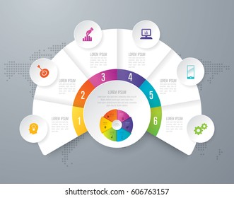 Infographics design vector and marketing icons can be used for workflow layout, diagram, annual report, web design. Business concept with 6 options, steps or processes.