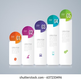 Infographics design vector and marketing icons can be used for workflow layout, diagram, annual report, web design. Business concept with 5 options, steps or processes.