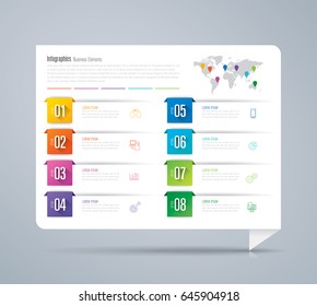 Infographics design vector and marketing icons can be used for workflow layout, diagram, annual report, web design. Business concept with 8 options, steps or processes.