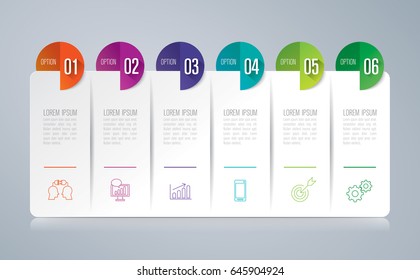 Infographics design vector and marketing icons can be used for workflow layout, diagram, annual report, web design. Business concept with 6 options, steps or processes.