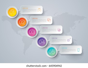 Infographics design vector and marketing icons can be used for workflow layout, diagram, annual report, web design. Business concept with 5 options, steps or processes.