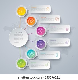 Infographics design vector and marketing icons can be used for workflow layout, diagram, annual report, web design. Business concept with 6 options, steps or processes.