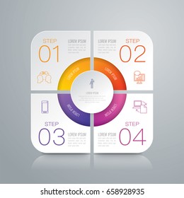 Infographics design vector and marketing icons can be used for workflow layout, diagram, annual report, web design. Business concept with 4 options, steps or processes.