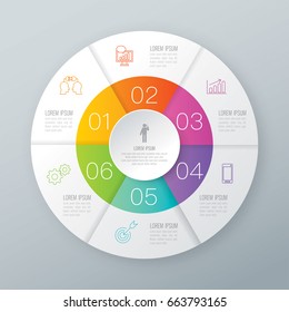 Infographics design vector and marketing icons can be used for workflow layout, diagram, annual report, web design. Business concept with 6 options, steps or processes.