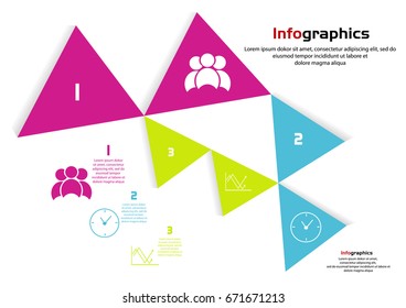 Infographics design vector and marketing icons can be used for workflow layout, diagram, annual report, web design. Business concept with 3 options, steps or processes.