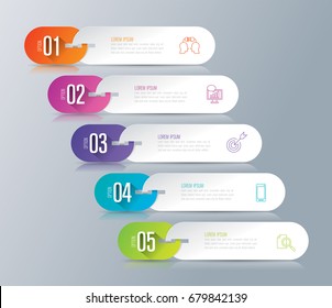 Infographics design vector and marketing icons can be used for workflow layout, diagram, annual report, web design. Business concept with 5 options, steps or processes.