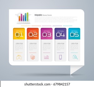 Infographics design vector and marketing icons can be used for workflow layout, diagram, annual report, web design. Business concept with 5 options, steps or processes.