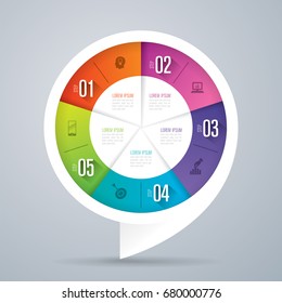 Infographics design vector and marketing icons can be used for workflow layout, diagram, annual report, web design. Business concept with 5 options, steps or processes.