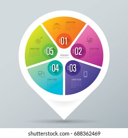 Infographics design vector and marketing icons can be used for workflow layout, diagram, annual report, web design. Business concept with 5 options, steps or processes.