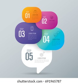 infographics design vector and marketing icons can be used for workflow layout, diagram, annual report, web design. Business concept with 5 options, steps or processes.