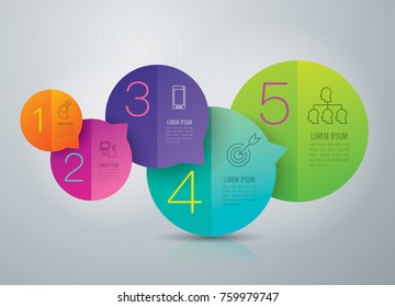 Infographics design vector and marketing icons can be used for workflow layout, diagram, annual report, web design. Business concept with 5 options, steps or processes.