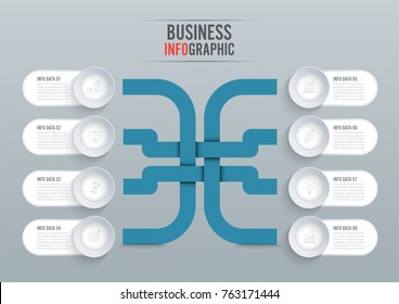 Infographics design vector and marketing icons can be used for workflow layout, diagram, annual report, web design. Business concept with 8 options, steps or processes.