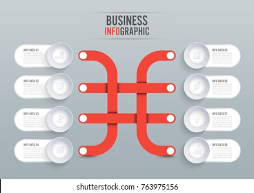 Infographics design vector and marketing icons can be used for workflow layout, diagram, annual report, web design. Business concept with 8 options, steps or processes.