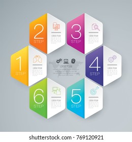 Infographics design vector and marketing icons can be used for workflow layout, diagram, annual report, web design. Business concept with 6 options, steps or processes.