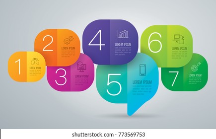 Infographics design vector   marketing icons can be used for workflow layout  diagram  annual report  web design  Business concept and 7 options  steps processes 