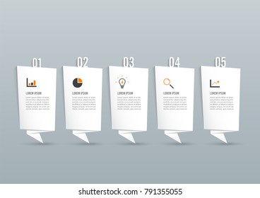 Infographics design vector and marketing icons can be used for workflow layout, diagram, annual report, web design. Business concept with 5 options, steps or processes.