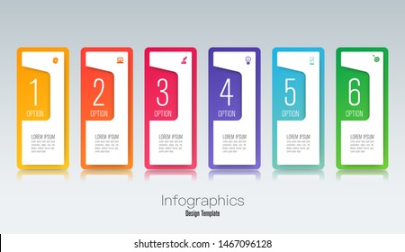 Infographics design vector paper art style and marketing icons can be used for workflow layout, diagram, annual report, web design. Business concept with 6 options, steps or processes.