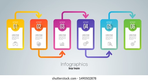 Infographics design vector paper art style and marketing icons can be used for workflow layout, diagram, annual report, web design. Business concept with 6 options, steps or processes.
