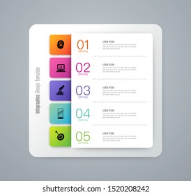 Infographics design vector paper art style and marketing icons can be used for workflow layout, diagram, annual report, web design. Business concept with 5 options, steps or processes.