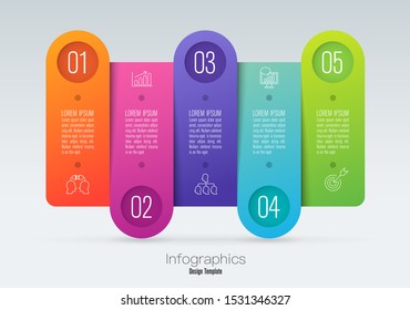 Infographics design vector paper art style and marketing icons can be used for workflow layout, diagram, annual report, web design. Business concept with 5 options, steps or processes.