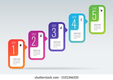 Infographics design vector paper art style and marketing icons can be used for workflow layout, diagram, annual report, web design. Business concept with 5 options, steps or processes.