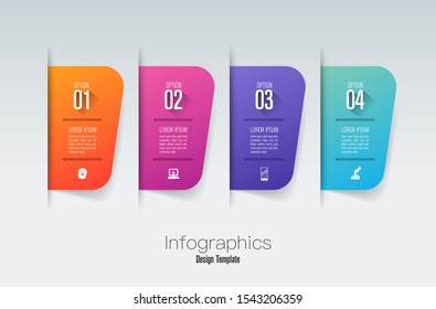 Diseño de infografías estilo de arte de papel vectorial e iconos de marketing se pueden utilizar para diseño de flujo de trabajo, diagrama, informe anual, diseño web.Concepto de negocio con 4 opciones, pasos o procesos.