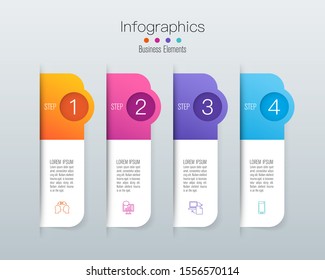 Infographics design vector paper art style and marketing icons can be used for workflow layout, diagram, annual report, web design. Business concept with 4 options, steps or processes.
