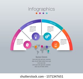Infographics design vector paper art style and marketing icons can be used for workflow layout, diagram, annual report, web design. Business concept with 4 options, steps or processes.