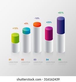 Infographics design vector template.  indicator bar graph chart graphic process steps.