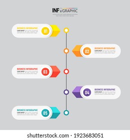 Infographics diagram template, Business concept with 5 steps or options, can be used for workflow layout, diagram, annual report, web design.Creative banner, label vector.