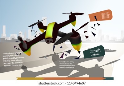 Infographics for drone pilotage, fly statistic