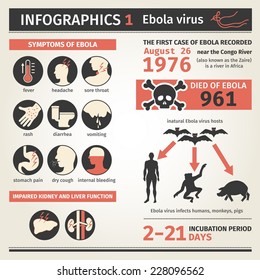 Infographics. Ebola Virus. Symptoms Deaths Symbol. Vector