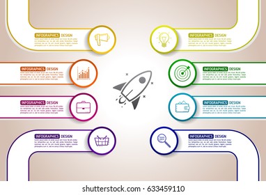 Infographics eight options with icons and Information text. Abstract business concept with 8 options or steps.