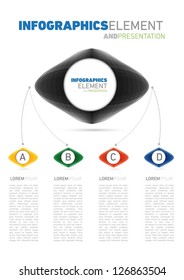 Infographics Elelement and Presentation wit Five Colors and Four Text Box. For The Web and Print Usage. Full Vector. Eps 10.