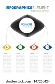 Infographics Elelement and Presentation wit Five Colors and Four Text Box. For The Web and Print Usage. Full Vector. Eps 10.