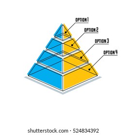 Infographics element, 3d layered pyramid, vector illustration.