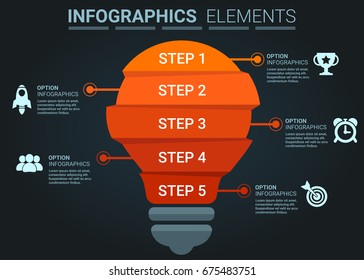 INFOGRAPHICS element abstract design light bulb with top five step concept template