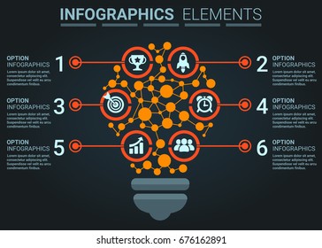 INFOGRAPHICS element abstract design light bulb with top five step concept template