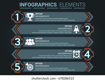 INFOGRAPHICS element abstract design the number top five list concept template