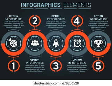 INFOGRAPHICS element abstract design the number top five timeline template