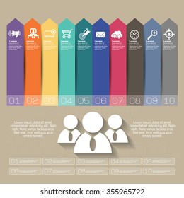 Infographics element of chart, graph, diagram with 10 steps, options, parts, processes. Vector template for presentation and training.